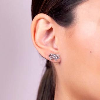 Jewellery Petite Antoinette Bow earrings - Crystal (Silver) #2 thumbnail