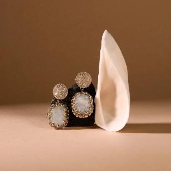 Jewellery Claudette Gemstone Drop Earrings White Moonstone #3 thumbnail