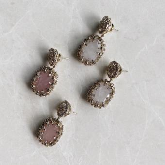 Jewellery Claudette Gemstone Drop Earrings Rose Pink Quartz Standard Pink #0 default thumbnail