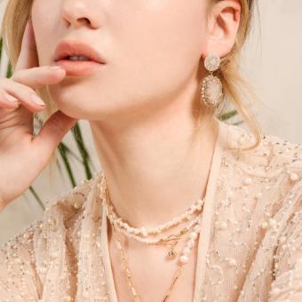 Jewellery Claudette Gemstone Drop Earrings Rose Pink Quartz Pale Pink #2 thumbnail