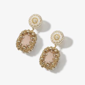 Jewellery Claudette Gemstone Drop Earrings Rose Pink Quartz Pale Pink #5 thumbnail