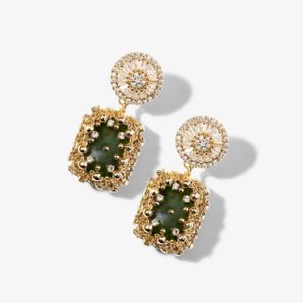 Jewellery Claudette Gemstone Drop Earrings Green Labradorite Dark Green #4 thumbnail